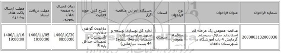 مناقصه عمومی یک مرحله ای استاندارد سازی سیستم گرمایش 4 باب آموزشگاه در شهرستان دامغان 