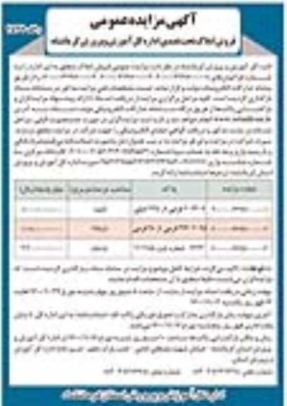 مزایده فروش املاک تحت تصدی