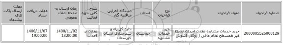 خرید خدمات مشاوره نظارت احداث تقاطع غیر همسطح نظام مافی ( روگذر )شوش