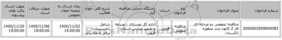 مناقصه عمومی دو مرحله ای فاز 2 کانون چند منظوره تاکستان