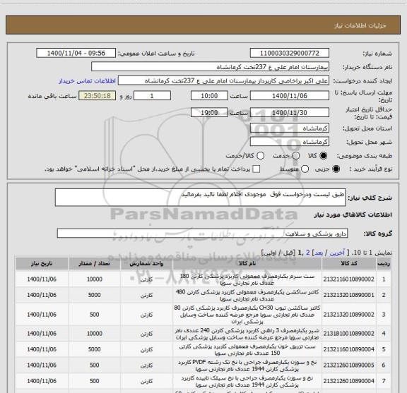 استعلام طبق لیست ودرخواست فوق  موجودی اقلام لطفا تائید بفرمائید