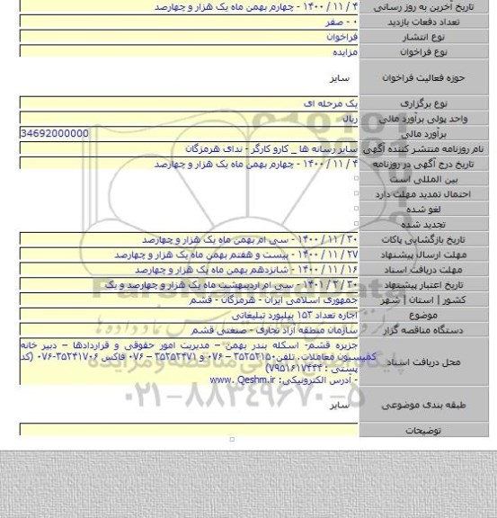 اجاره تعداد ۱۵۳ بیلبورد تبلیغاتی