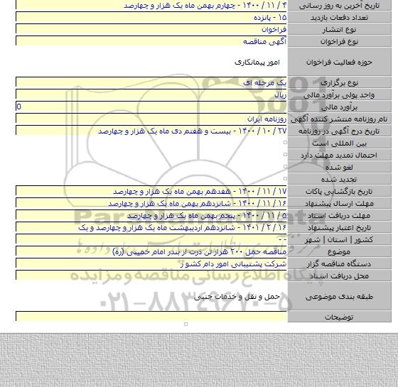 مناقصه حمل ۲۰۰ هزار تن ذرت از بندر امام خمینی (ره)