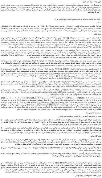 مزایده فروش سه دانگ عرصه و اعیان یک واحد آپارتمان
