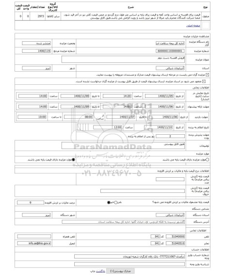 مزایده ، فروش قفسه دست دوم