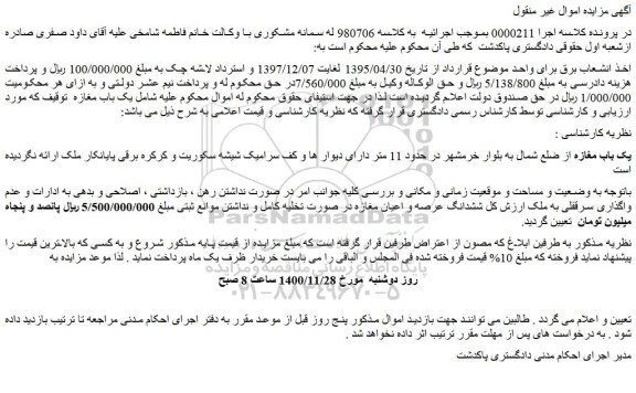 مزایده یک باب مغازه
