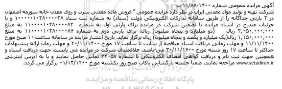 مزایده فروش ماده معدنی سرب و روی معدن خانه