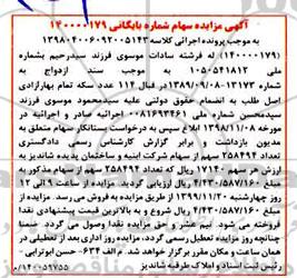 مزایده فروش 258494 سهم از سهام شرکت ابنیه و ساختمان