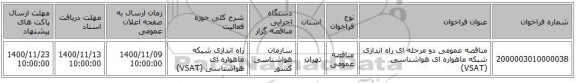 مناقصه عمومی دو مرحله ای راه اندازی شبکه ماهواره ای هواشناسی (VSAT)