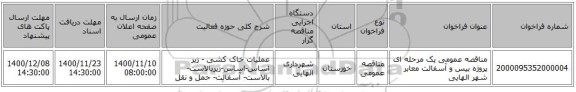 مناقصه عمومی یک مرحله ای پروژه بیس و آسفالت معابر شهر الهایی
