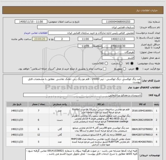 استعلام ضد زنگ اپوکسی -رنگ اپوکسی - تینر 20000 - قلم مو رنگ زنی -غلتک نقاشی  مطابق با مشخصات فایل پیوست 