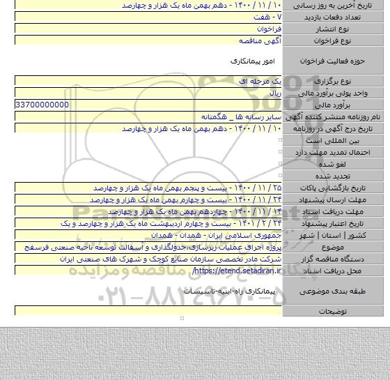 پروژه اجرای عملیات زیرسازی،جدولگذاری و آسفالت توسعه ناحیه صنعتی فرسفج