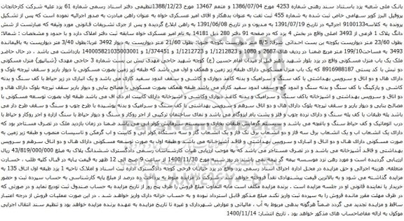 آگهی مزایده شش دانگ پلاک 1 فرعی از 3493 اصلی