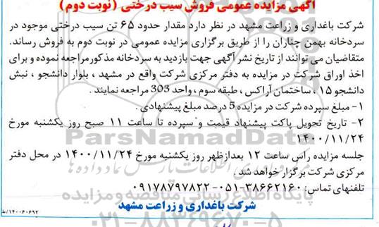 مزایده عمومی فرش سیب درختی - نوبت دوم