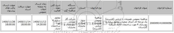 مناقصه عمومی همزمان با ارزیابی (فشرده) یک مرحله ای اجرای عملیات مقاوم سازی و بهسازی 4 مورد ساختمان اداری شرکت گازاستان