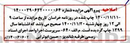 اصلاحیه مزایده فروش 258494 سهم از سهام شرکت ابنیه و ساختمان