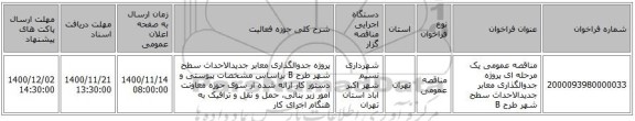 مناقصه عمومی یک مرحله ای پروژه جدوالگذاری معابر جدیدالاحداث سطح شهر طرح B 