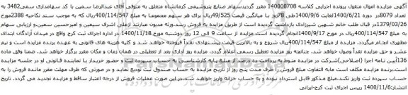 آگهی مزایده سهام 