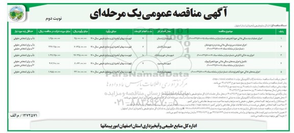 مناقصه عمومی، مناقصه اجرای عملیات بندسنگی ملاتی.....
