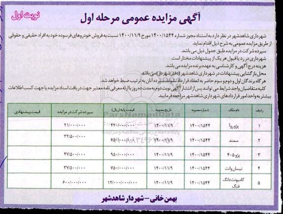 مزایده,مزایده فروش خودروهای فرسوده