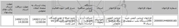 فراخوان ارزیابی کیفی خرید 256دستگاه پمپ سلونوئیدی سری H