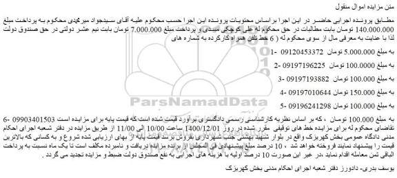 مزایده فروش 6 خط تلفن همراه کارکرده