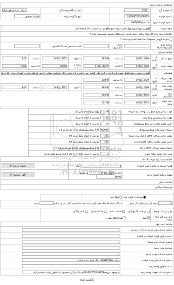 مزایده ، فروش انواع کابل و ورق از رده خارج واقع در انبار عملیات منطقه آغار