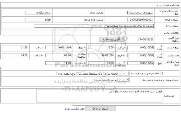 سر شاخه های قطع شده درختان سطح شهر