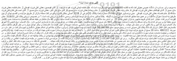 مزایده فروش ششدانگ مغازه تحت پلاک 31 فرعی از 3118 اصلی