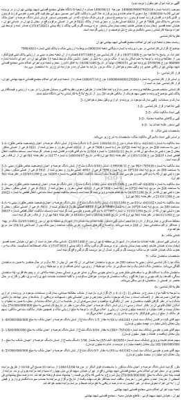 مزایده فروش شش دانگ عرصه و اعیان ملک مشاعی به پلاک ثبتی 7998 فرعی از 6933 اصلی مفروز و مجزی شده از پلاک 5811 فرعی از اصلی