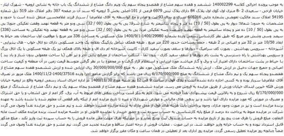 آگهی مزایده  ششصد و هفده سهم مشاع از هفتصدو پنجاه سهم یک ونیم دانگ مشاع از ششدانگ یک باب خانه