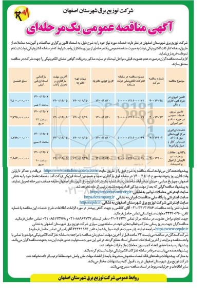 مناقصه تامین نیرو در حوزه فنی، اداری و مالی