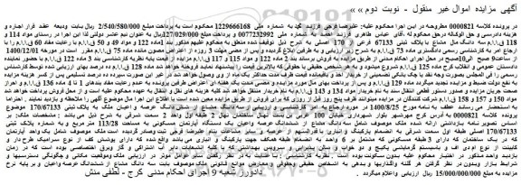 مزایده فروش سه  دانگ مال  مشاع  با پلاک  ثبتی  67133  فرعی  از  170  اصلی 