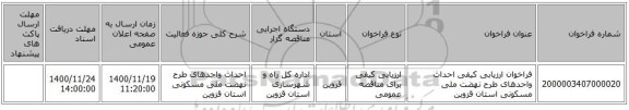 فراخوان ارزیابی کیفی احداث واحدهای طرح نهضت ملی مسکونی استان قزوین