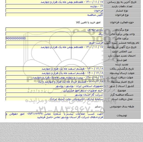 خرید تجهیزات سرور امور مشترکین