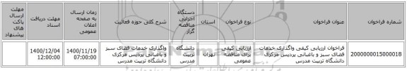 فراخوان ارزیابی کیفی واگذاری خدمات فضای سبز و باغبانی پردیس مرکزی دانشگاه تربیت مدرس