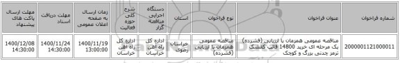 مناقصه عمومی همزمان با ارزیابی (فشرده) یک مرحله ای خرید 14800  قالب کفشک ترمز چدنی بزرگ و کوچک  