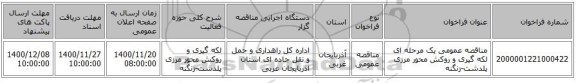مناقصه عمومی یک مرحله ای لکه گیری و روکش محور مرزی پلدشت-زنگنه ‏‏‏‏