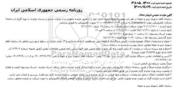 مزایده فروش املاک