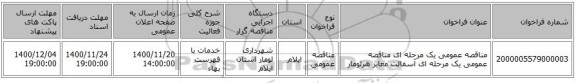 مناقصه عمومی یک مرحله ای مناقصه عمومی یک مرحله ای آسفالت معابر هرلومار