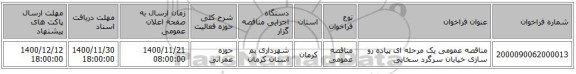 مناقصه عمومی یک مرحله ای پیاده رو سازی خیابان سرگرد سخایی