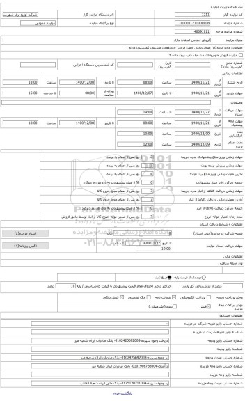 مزایده ، انواع ورق آهنی شامل تشتک زیر تابلو، صفحه ارت و ضایعات ورق گالوانیزه پوسته کوبیکل، جعبه انشعاب، تابلو، کمدو فایل ، کابی