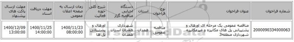 مناقصه عمومی یک مرحله ای اورهال و پشتیبانی پل های مکانیزه و غیرمکانیزه شهرداری منطقه3