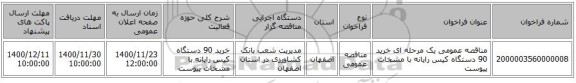 مناقصه عمومی یک مرحله ای خرید 90 دستگاه کیس رایانه با مشخات پیوست