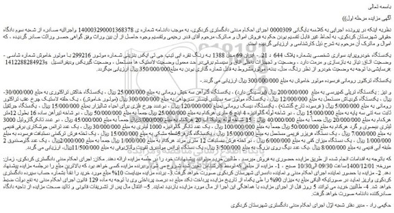 مزایده یکدستگاه خودروپراید سواری و غیره ....