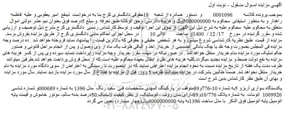 مزایده یکدستگاه سواری آریزو 5