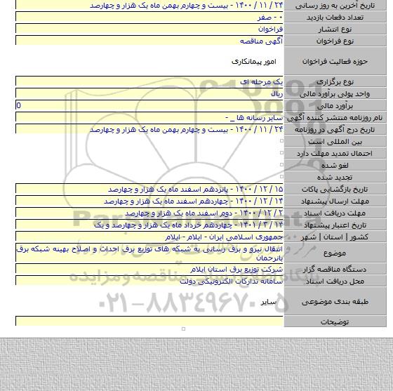 انتقال نیرو و برق رسانی به شبکه های توزیع برق احداث و اصلاح بهینه شبکه برق بانرحمان