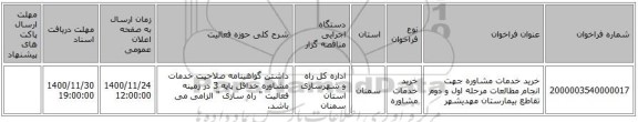 خرید خدمات مشاوره جهت انجام مطالعات مرحله اول و دوم تقاطع بیمارستان مهدیشهر