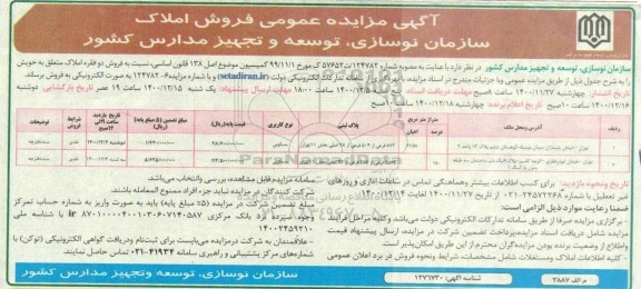 مزایده، مزایده فروش املاک با کاربری مسکونی