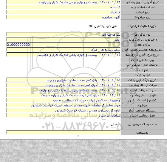 خرید نمایشگر تعاملی جهت مدارس سطح استان خراسان شمالی